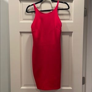 Red fitted body con dress